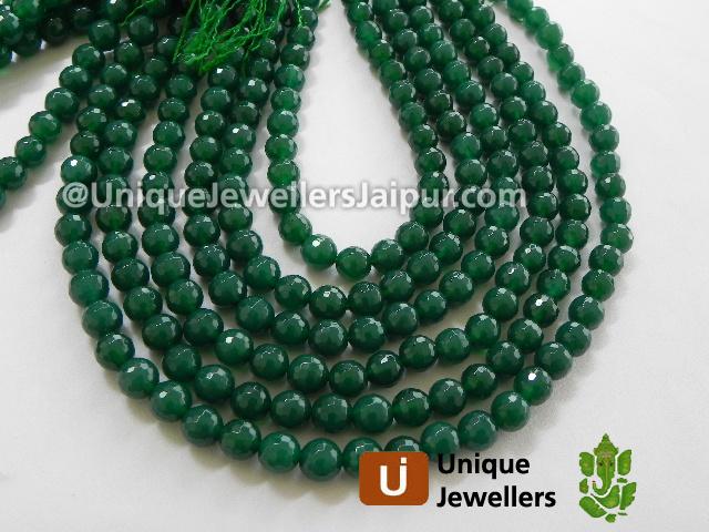 Green Onyx Faceted Round Beads